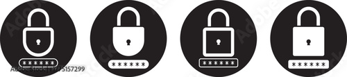 lock with password icon set. login successful icons for privacy. Account protection.  Account protection.  unlock symbol security icon set in red and green color outline style vector illustration