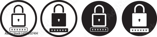 lock with password icon set. login successful icons for privacy. Account protection.  Account protection.  unlock symbol security icon set in red and green color outline style vector illustration