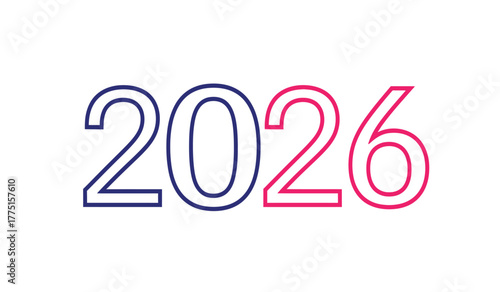 Bold blue and pink outline numbers forming the year 2026, signifying future planning, upcoming events, and a new calendar cycle.