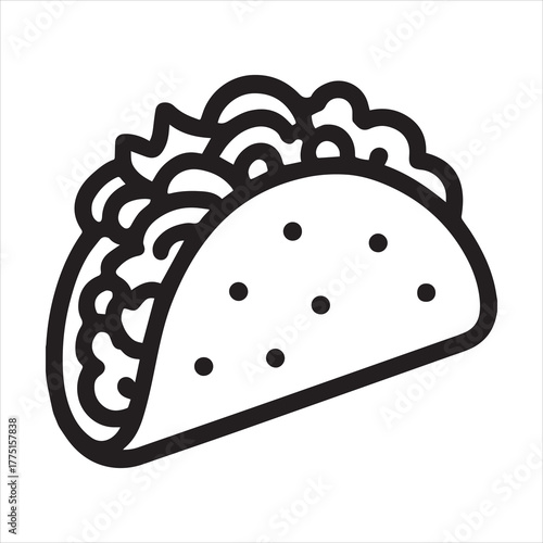 Minimalist vector outline of crunchy taco