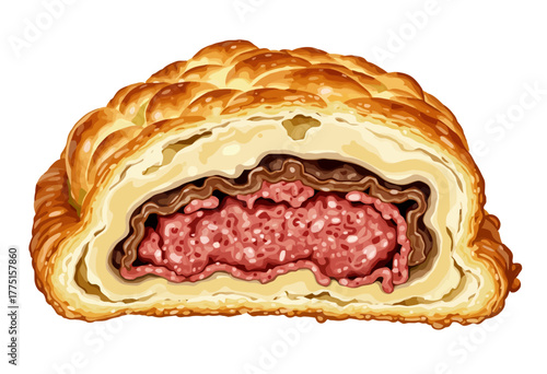 Savory Delicacy with Flaky Golden Pastry Crust Encasing Tender Juicy Meat Filling Perfectly Baked for a Cozy and Satisfying Culinary Experience