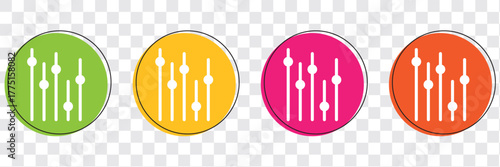 Vector Illustration of Music Equalizer. Music Volume icon flat. Player icon. Black and gray icon. Vector illustration