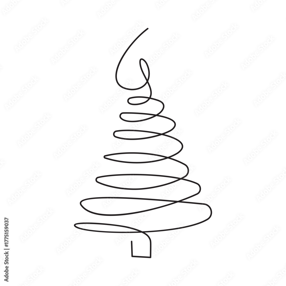 Obraz premium Simple one-line Christmas icons toys decoration