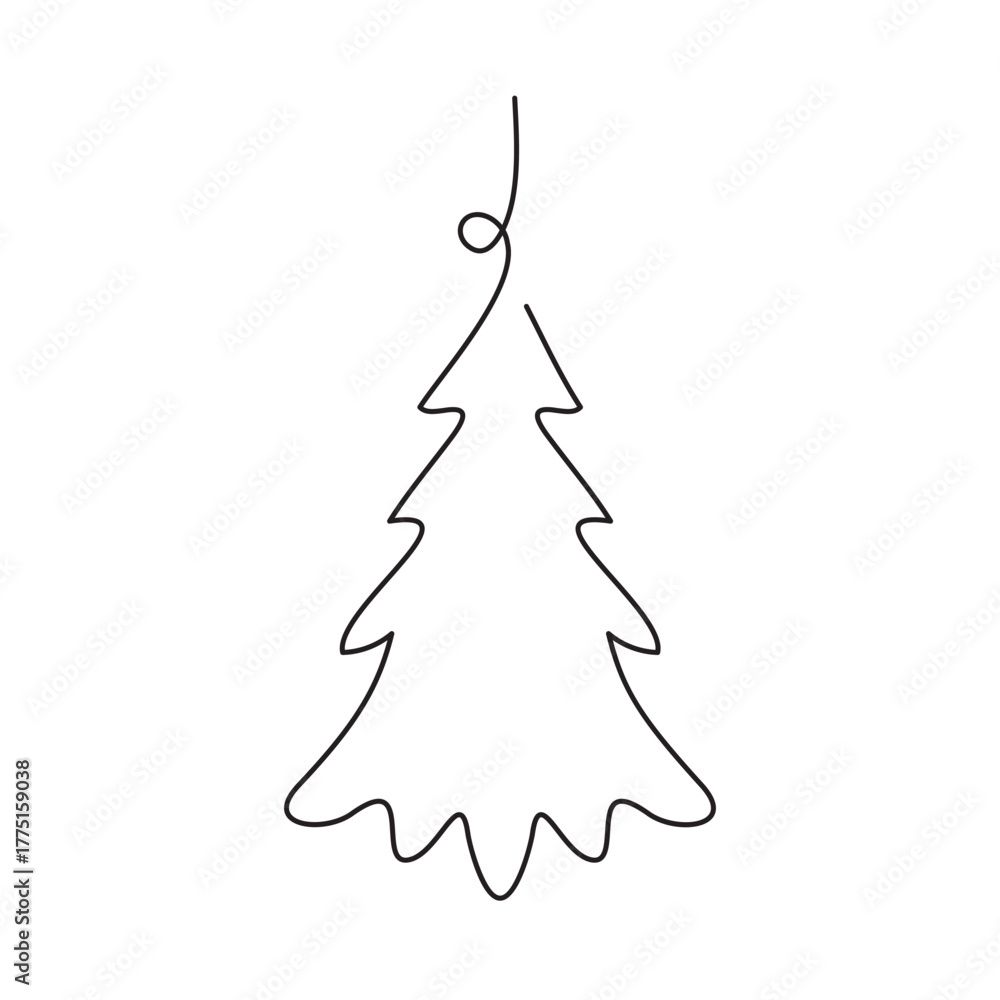 Obraz premium Simple one-line Christmas icons toys decoration
