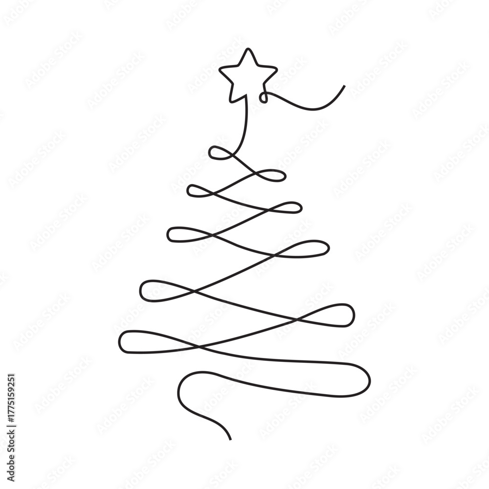 Obraz premium Simple one-line Christmas icons toys decoration