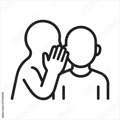 Person whispering in ear outline icon vector
