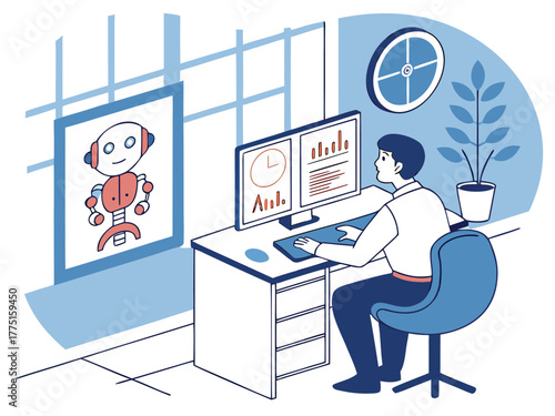 AI powered virtual assistant helping man