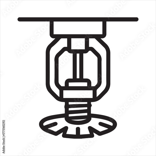 Fire sprinkler head vector outline icon