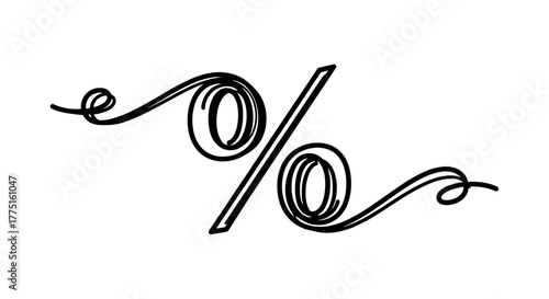 Stylized Percentage Sign Illustration for Financial and Marketing Presentations - Modern Design Featuring Swirling Lines and Creative Flair, Emphasizing Growth, Rates, and Business Concepts in a Light