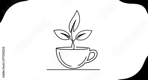 Plant Growing in Cup: Sustainable Growth Concept in Clean Minimalist Style for Eco-Friendly Business Presentation, Modern Office Decor and Environmental Awareness Initiatives and Green Technology, Con
