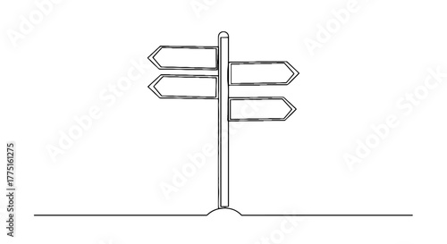 Directional Signpost Standing Outdoors Indicating Multiple Paths and Choices for Travelers and Businesses in the Modern World, Offering Guidance and Route Planning, Ideal for Presentations and Wayfind