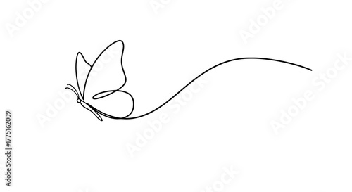 Elegant Butterfly in Flight: Serene Illustration for Wellness Branding & Nature-Inspired Designs, Graceful Creature on Pink Backdrop, Beauty & Transformation Symbol, Modern Minimalist Line Art for Hea