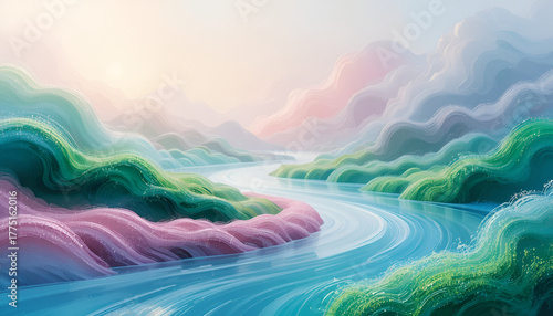 Fantasy landscape with clouds