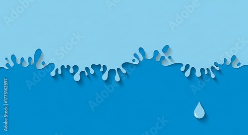 Fototapeta Naklejka Na Ścianę i Meble -  Water splash illustration with blue background and droplet.