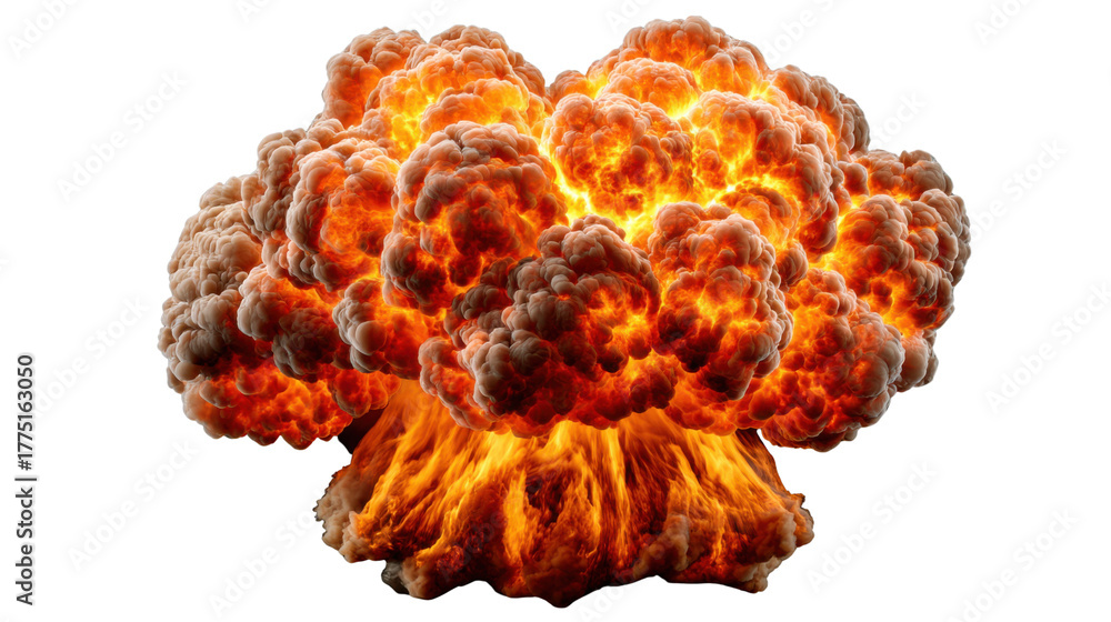 Obraz premium Explosive Cascade: A dynamic display of raw power as a massive explosion ignites in a fiery spectacle.