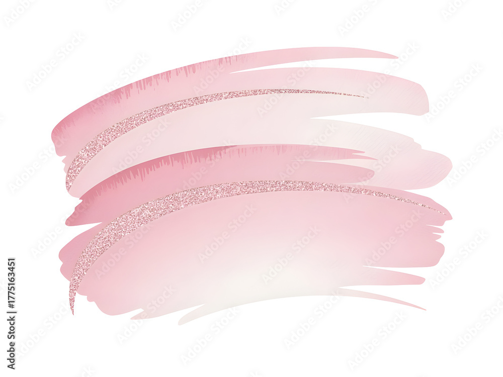 Fototapeta premium Elegant pink brush stroke with shimmering glitter texture for graphic design isolated on transparent background