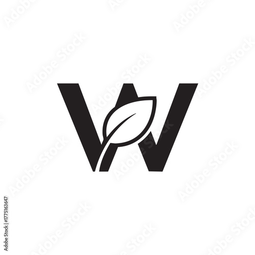 Black letter w with leaf symbol