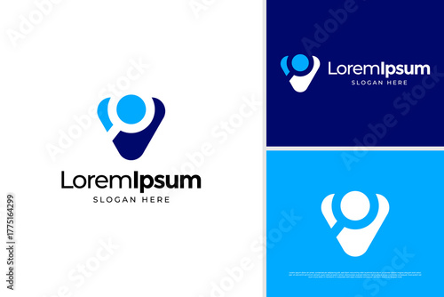 Creative people and search icon logo design template