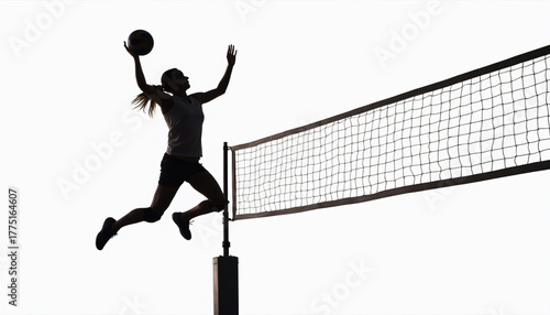 Wallpaper Mural Female Volleyball Player Jumping at Net Torontodigital.ca