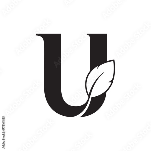 Black letter u with leaf white logo