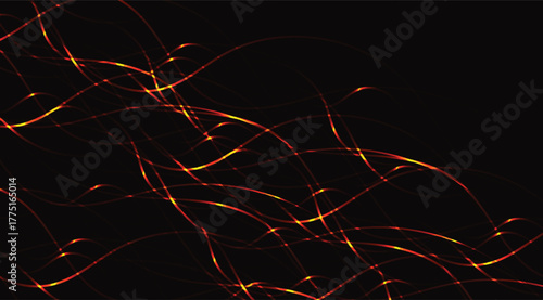 Abstract image featuring glowing, wavy orange and yellow lines against a dark backdrop, creating a modern, dynamic, and visually engaging futuristic design element