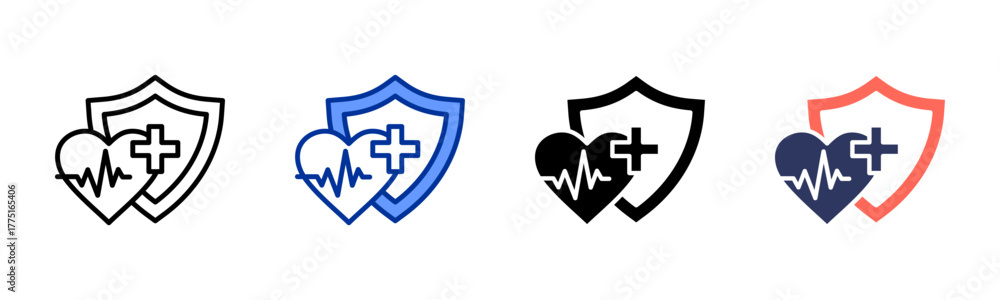 Obraz premium Health Insurance icon sheet multiple style collection