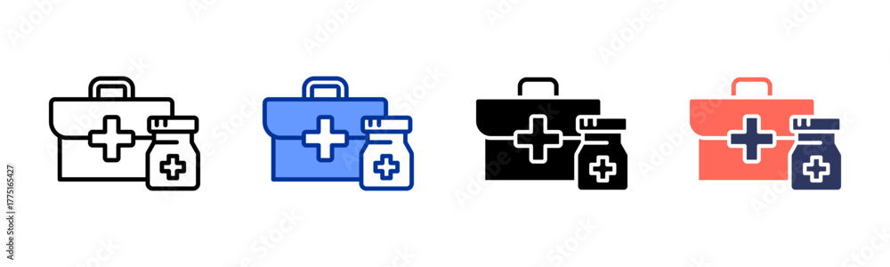 Obraz premium First Aid Kit icon sheet multiple style collection