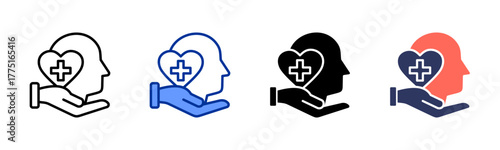 Mental Health Support icon sheet multiple style collection