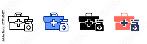 First Aid Kit icon sheet multiple style collection