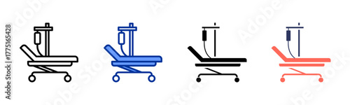Hospital Bed icon sheet multiple style collection