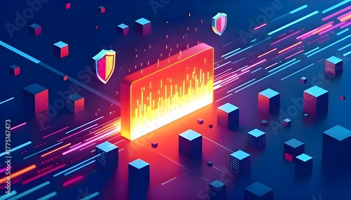 Digital Firewall Barrier — Futuristic Cyber Defense Network Visualization