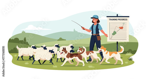 Herding team in action: Sheepdog instructor guides her canine team to success