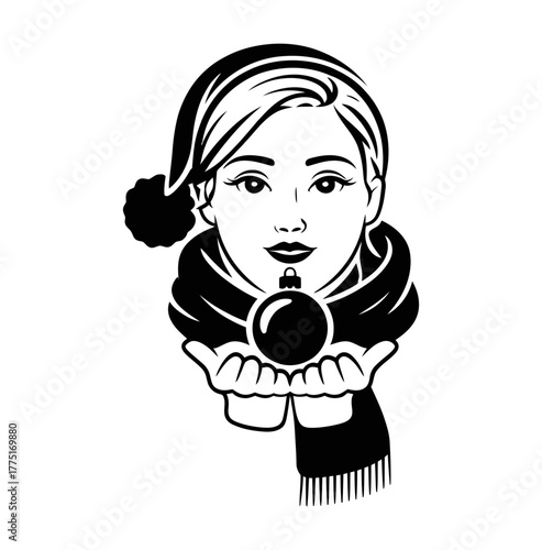 Girl holding Christmas ornament with a smile