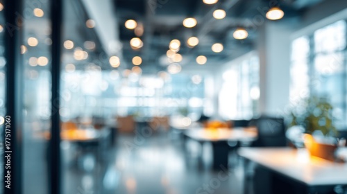 Wallpaper Mural A blurred view of a modern office space featuring bright lights and desks, creating a warm and inviting atmosphere. Torontodigital.ca