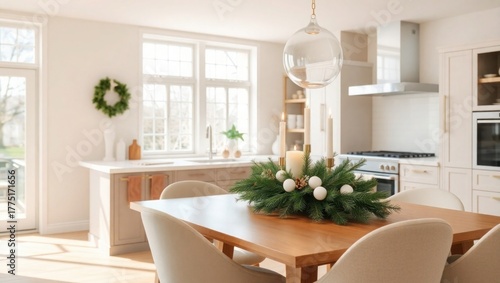 Cozy Christmas dining table centerpiece with candles