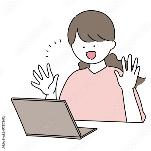 パソコンを操作する女性のイラスト