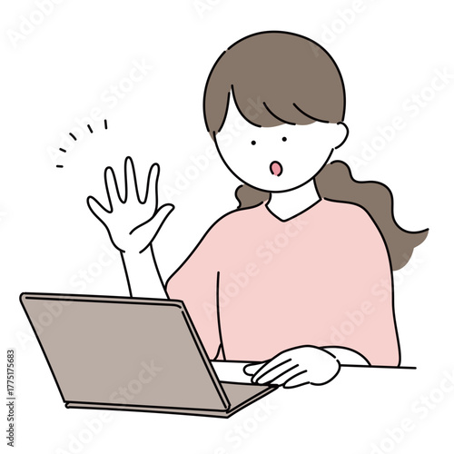 パソコンを操作する女性のイラスト