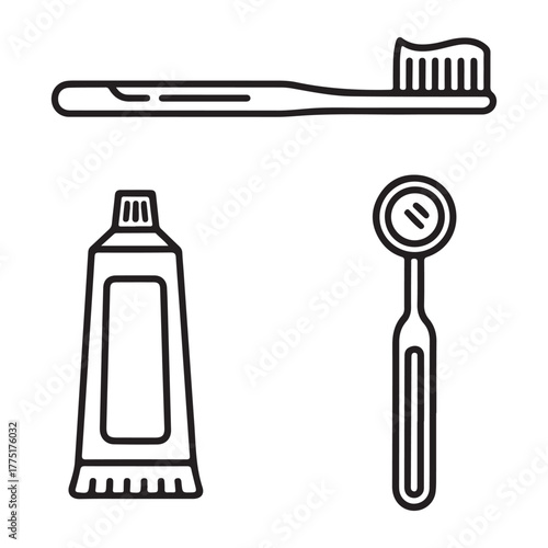 Toothbrush and dental mirror