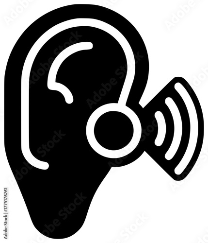 deaf illustration disability silhouette ear logo aid icon health outline sound medical device hear technology equipment person care hearing shape women vector graphic background
