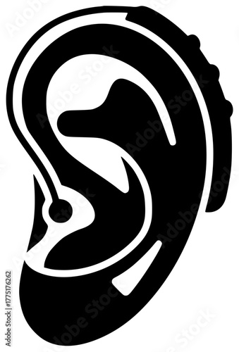 deaf illustration disability silhouette ear logo aid icon health outline sound medical device hear technology equipment person care hearing shape women vector graphic background