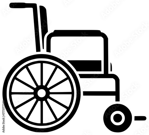 wheel illustration chair silhouette wheelchair logo disability icon health outline care man person disabled adult patient accessibility hospital medical shape for vector graphic background