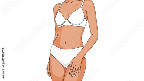 Female Body in White Lingerie Illustration