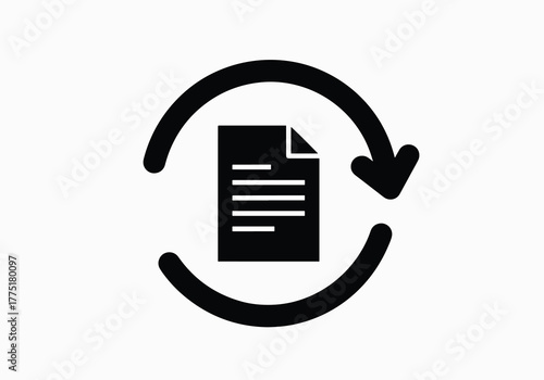 Document refresh icon with circular arrows, reload symbol
