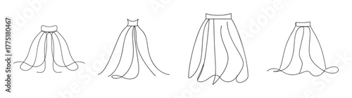 Four styles of pleated midi skirts for women elegant fashionable casual outfit ideas fashion sketches