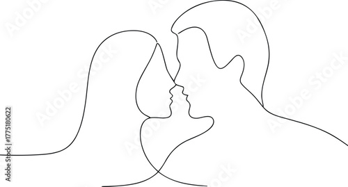 Couple kissing abstract line art love romance