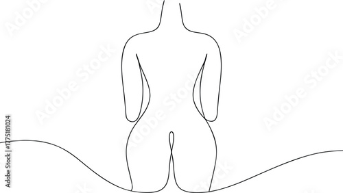Minimalist continuous line drawing of female torso