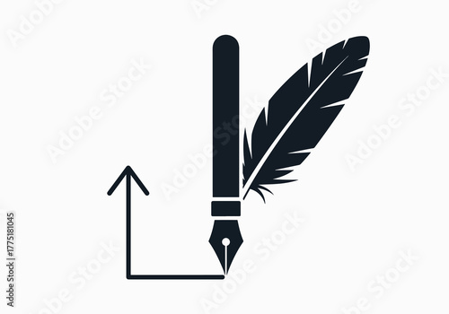 Feather Pen Drawing Geometric Shape, Creating Art and Design