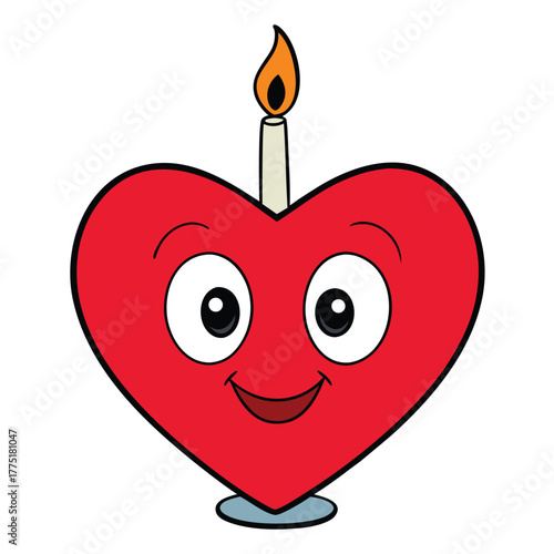 valentine heart candle color vector 