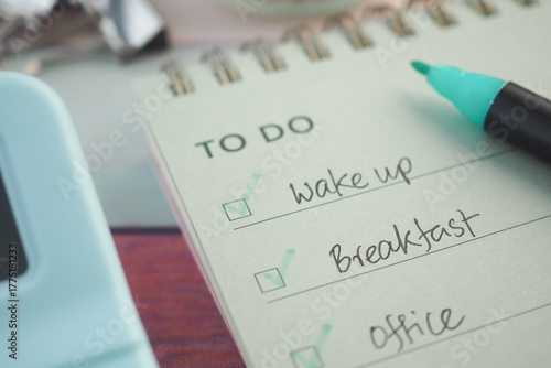 Canvas Print Task list with morning routine for a productive day