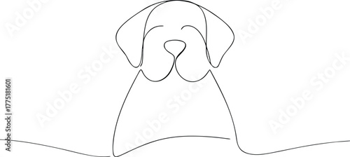 Single line drawing of a dog face animal canine